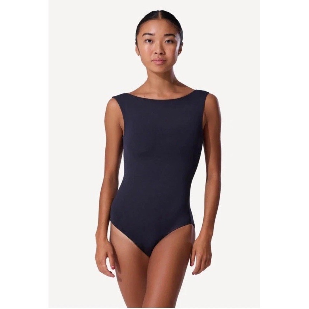 Capezio Meryl Sport Boatneck Leotard Womens Small Black Dance Ballet